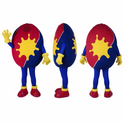 Paint Palette Mascot Costume in Burgundy with Colorful Splash Adult