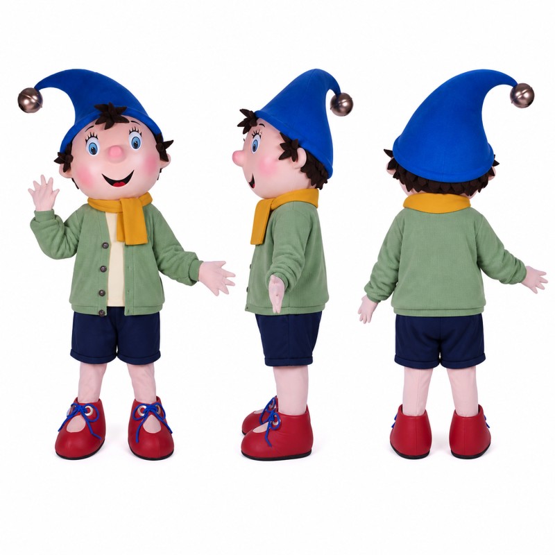 Elf Boy Mascot Costume in Green with Pointed Hat Adult