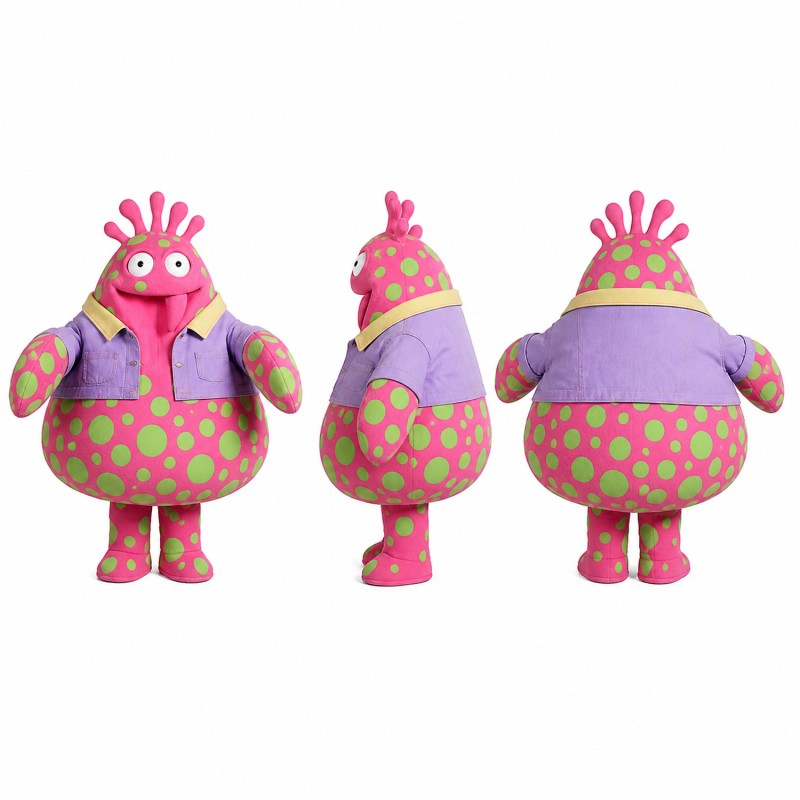 Spotted Monster Mascot Costume in Pink and Green Adult