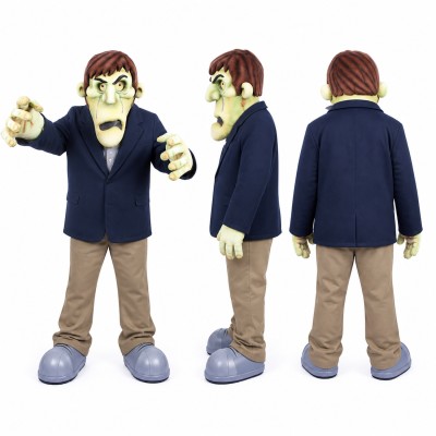 Monster Mascot Costume in Beige with Navy Jacket Adult