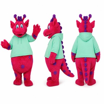 Horned Monster Mascot Costume in Pink with Mint Shirt Adult