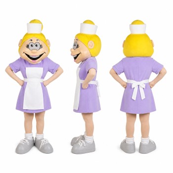 Waitress Mascot Costume in Lavender and White Adult