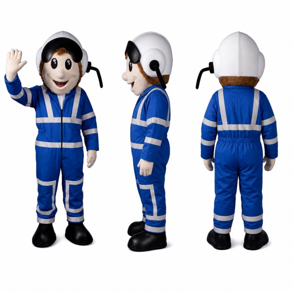 Racing Driver Mascot Costume in Blue and White Adult