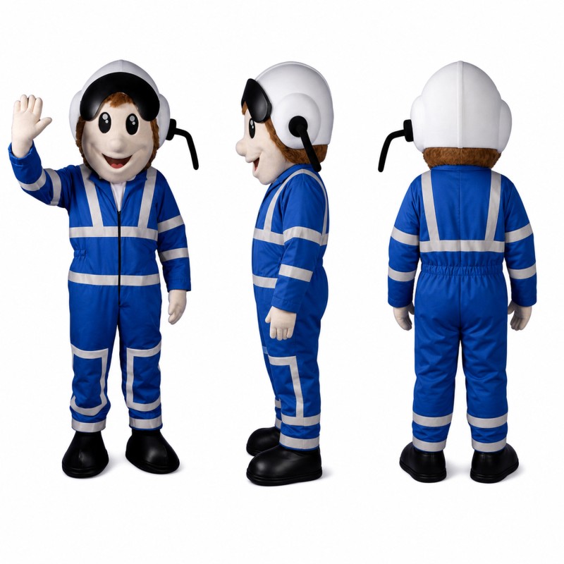 Racing Driver Mascot Costume in Blue and White Adult