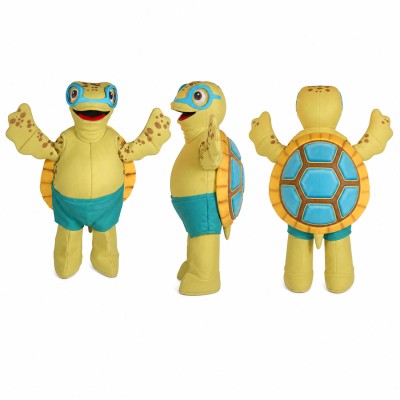 Turtle Mascot Costume in Tan with Blue Goggles Adult