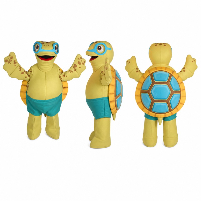 Turtle Mascot Costume in Tan with Blue Goggles Adult