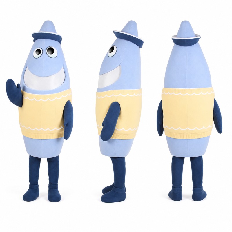 Fish Mascot Costume in Blue with Yellow Sweater Adult