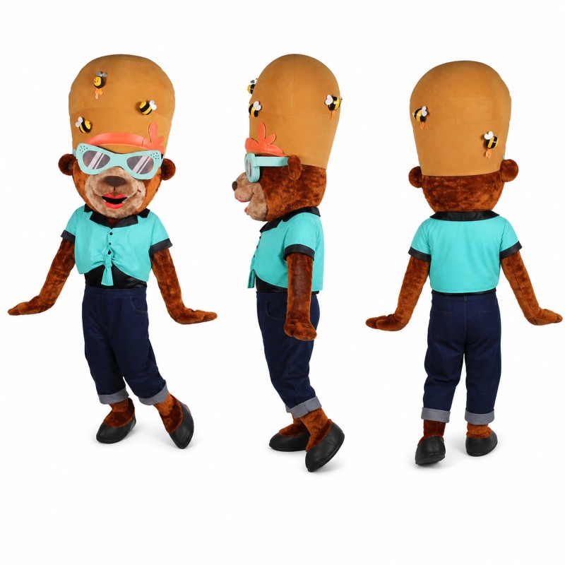 Octopus Mascot Costume in Brown with Teal Jacket Adult