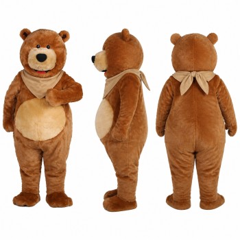 Brown Bear Mascot Costume with Cream Belly Adult
