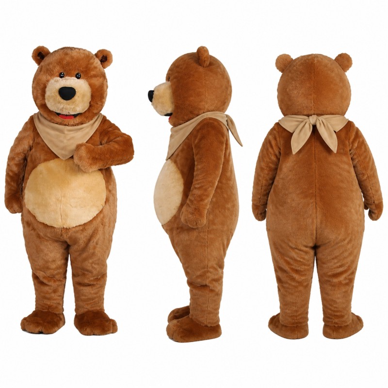 Brown Bear Mascot Costume with Cream Belly Adult