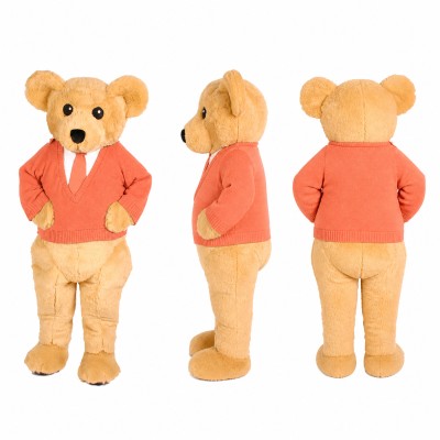 Mouse Mascot Costume in Tan with Orange Jacket Adult