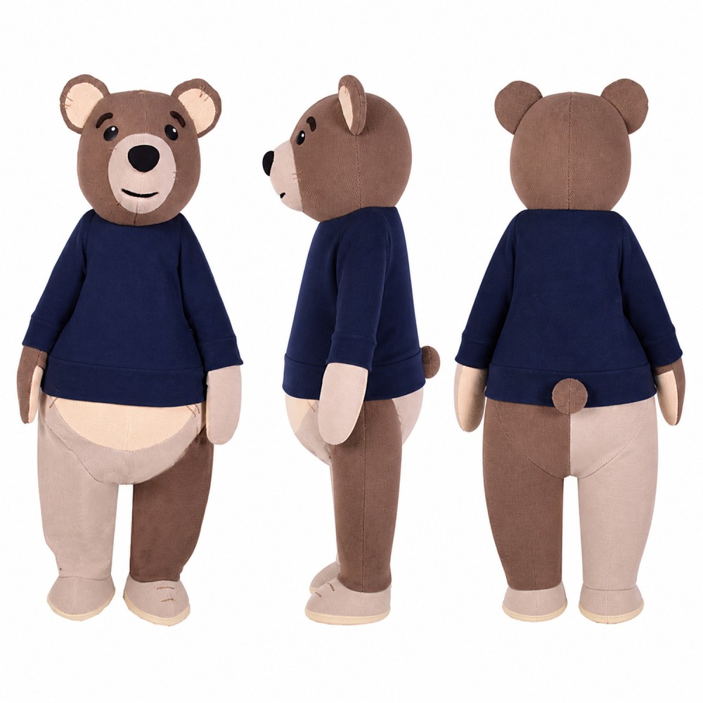 Bear Mascot Costume in Gray with Navy Sweater Adult Bear Mascot Costume in Gray with Navy Sweater Adult