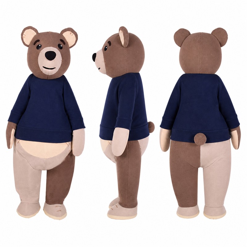 Bear Mascot Costume in Gray with Navy Sweater Adult