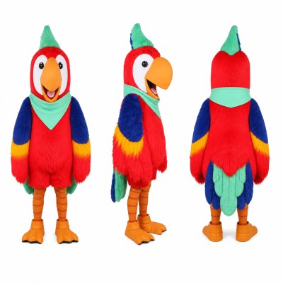 Parrot Mascot Costume in Red Blue and Green Adult