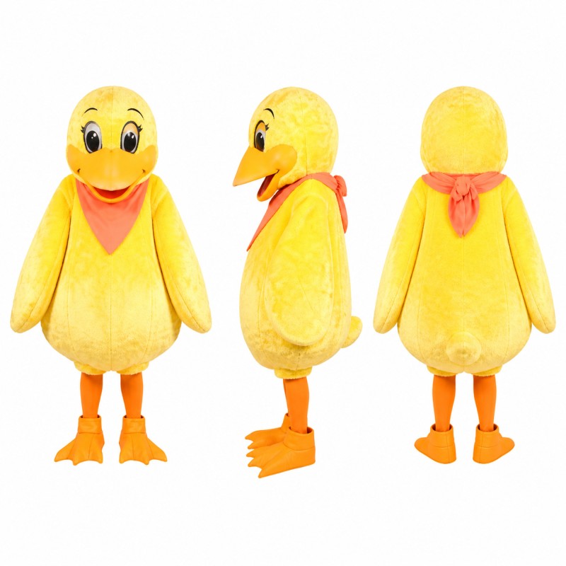 Duck Mascot Costume in Yellow with Red Neckerchief Adult