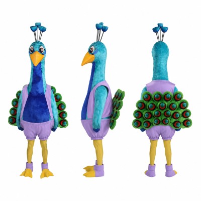 Peacock Mascot Costume in Blue with Green Tail Adult