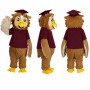 Graduate Owl Mascot Costume in Brown with Burgundy Gown Adult