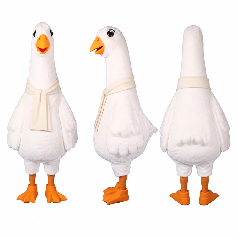 Goose Mascot Costume in White with Cream Scarf Adult