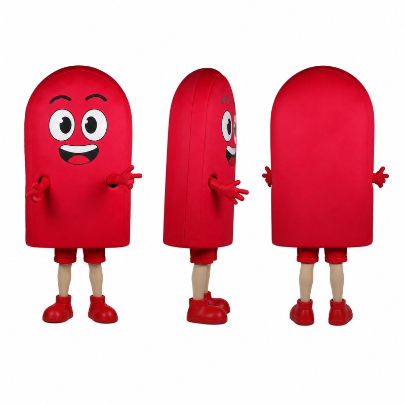 Capsule Character Mascot Costume in Red with White Shoes Adult