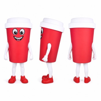 Takeaway Cup Mascot Costume in Red with White Lid Adult