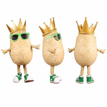 Potato Mascot Costume with Gold Crown and Green Sunglasses Adult