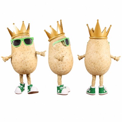 Potato Mascot Costume with Gold Crown and Green Sunglasses Adult