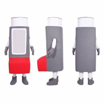 Dispenser Mascot Costume in Gray and Red Adult