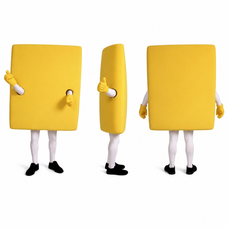 Product Box Mascot Costume in Bright Yellow Adult