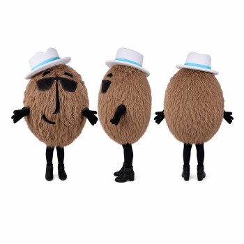 Coconut Mascot Costume in Brown with Sunglasses and Hat Adult
