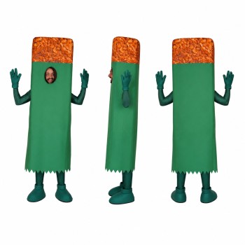 Snack Bar Mascot Costume in Green with Orange Top Adult