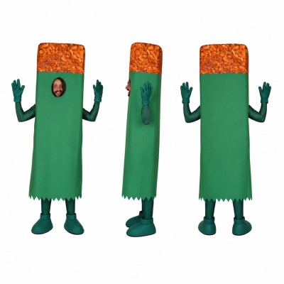 Snack Bar Mascot Costume in Green with Orange Top Adult