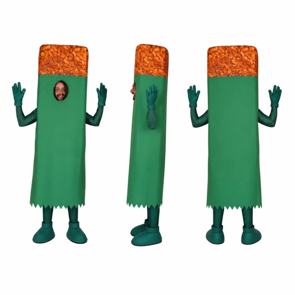 Snack Bar Mascot Costume in Green with Orange Top Adult