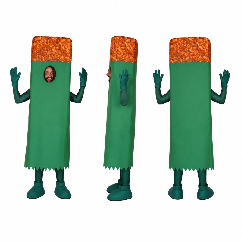 Snack Bar Mascot Costume in Green with Orange Top Adult