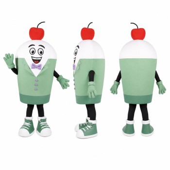 Capsule Gentleman Mascot Costume in White with Green Blazer Adult