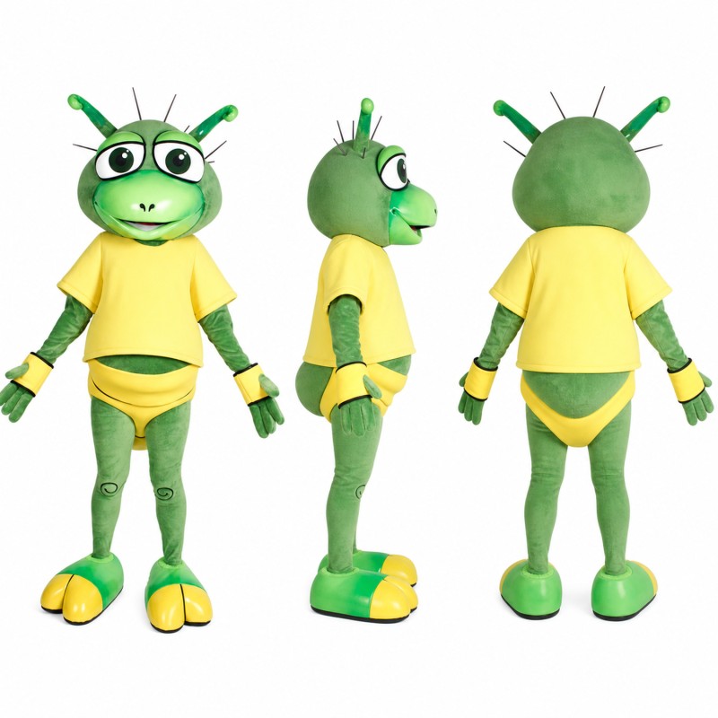 Grasshopper Mascot Costume in Green and Yellow Adult