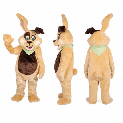 Rabbit Mascot Costume in Tan with Brown Vest Adult