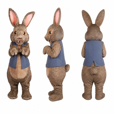 Rabbit Mascot Costume in Brown with Navy Vest Adult