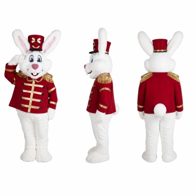 Toy Soldier Rabbit Mascot Costume in White and Red Adult
