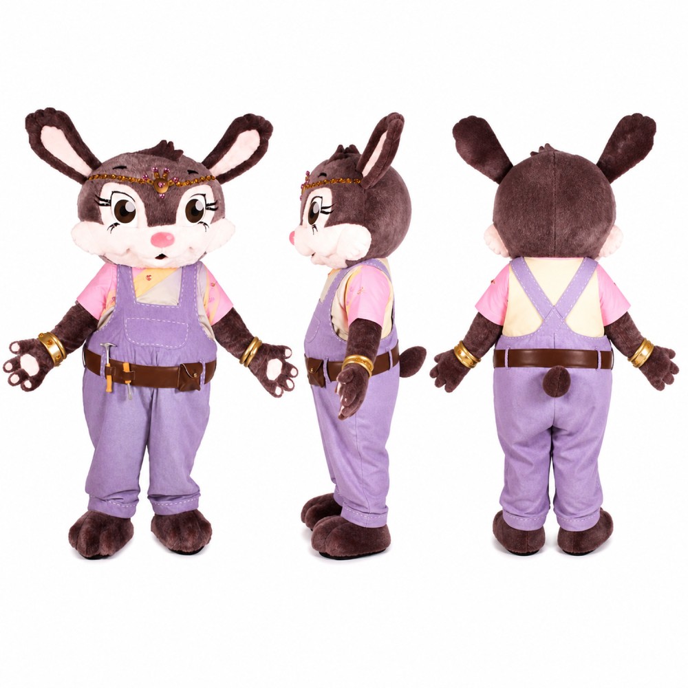 Female Deer Mascot Costume in Brown with Lavender Outfit Adult Female Deer Mascot Costume in Brown with Lavender Outfit Adult