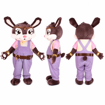 Female Deer Mascot Costume in Brown with Lavender Outfit Adult