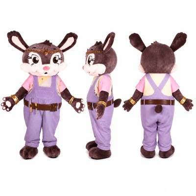 Female Deer Mascot Costume in Brown with Lavender Outfit Adult