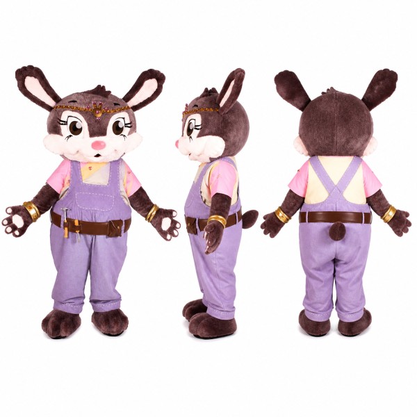 Female Deer Mascot Costume in Brown with Lavender Outfit Adult