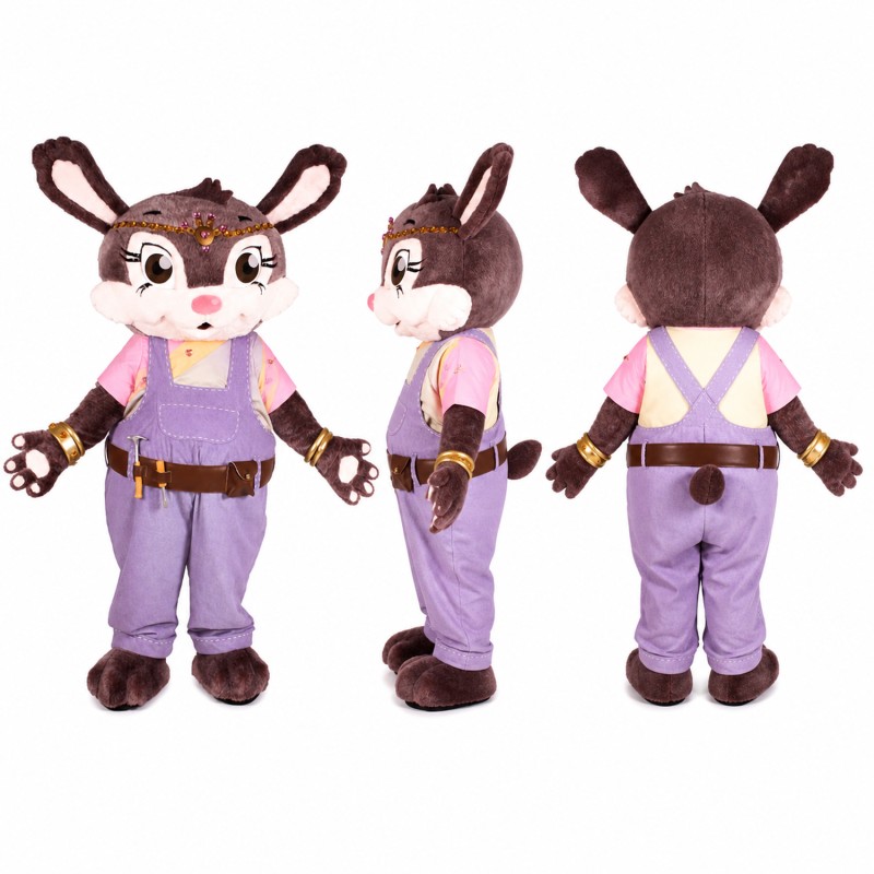 Female Deer Mascot Costume in Brown with Lavender Outfit Adult