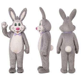Rabbit Mascot Costume in Gray with Cream Belly Adult