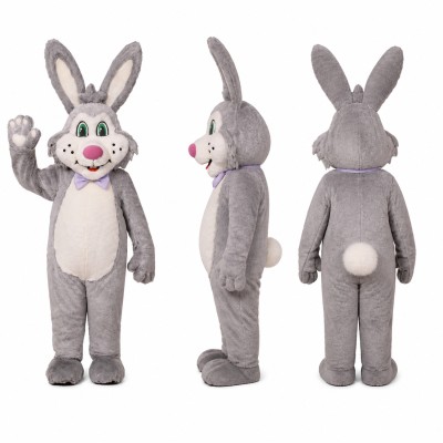 Rabbit Mascot Costume in Gray with Cream Belly Adult