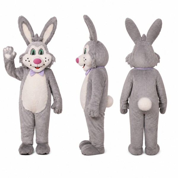 Rabbit Mascot Costume in Gray with Cream Belly Adult