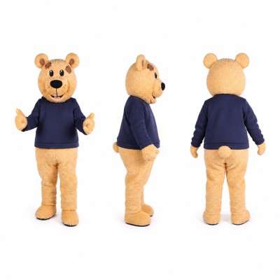 Mouse Mascot Costume in Tan with Navy Shirt Adult
