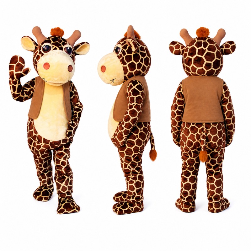 Giraffe Mascot Costume in Brown and Cream Adult