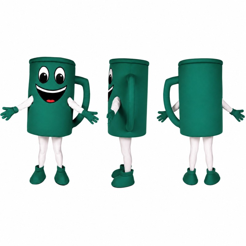 Mug Mascot Costume in Green with White Shoes Adult