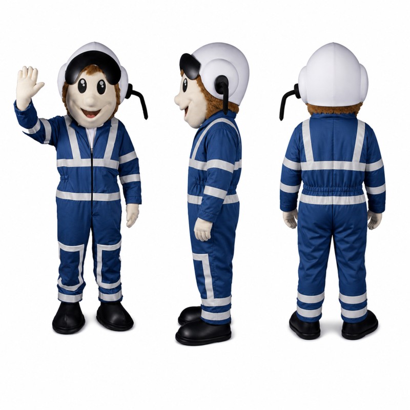 Racing Driver Mascot Costume in Navy and White Adult